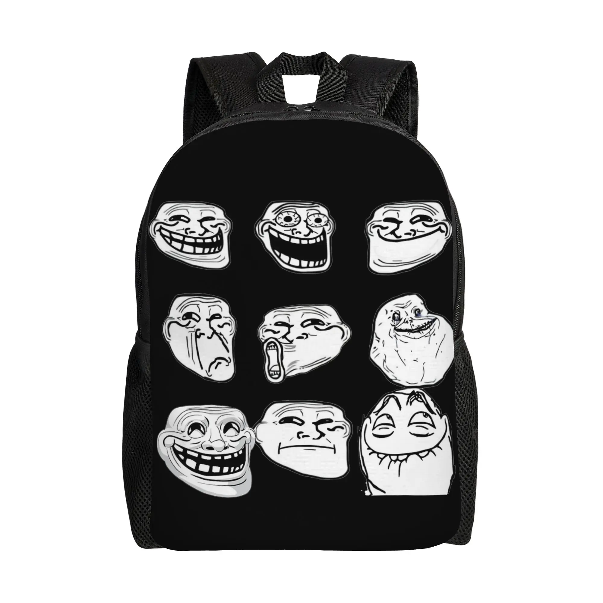 Trollface Meme Rage Comic Funny Troll Joke Internet Backpack  University Backpacks Female Funny School Bags Breathable Rucksack