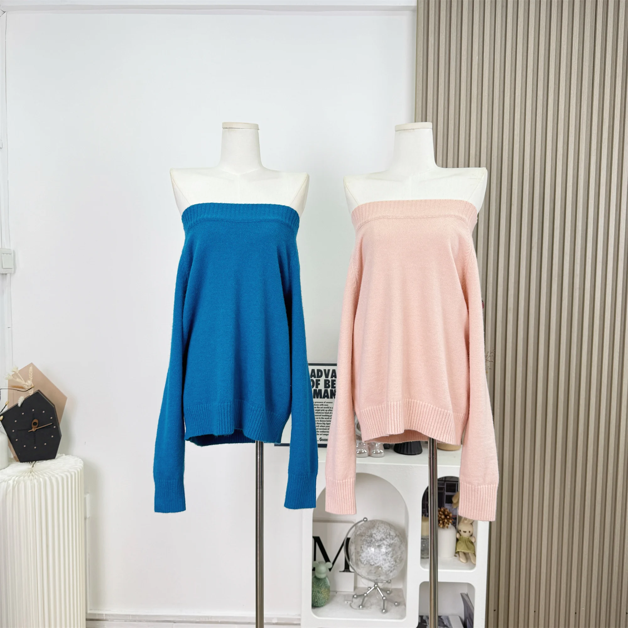 

Ранняя осень, вязаный свитер на одно плечо, женский однотонный высококачественный модный повседневный свободный пуловер с длинными рукавами, топ F320