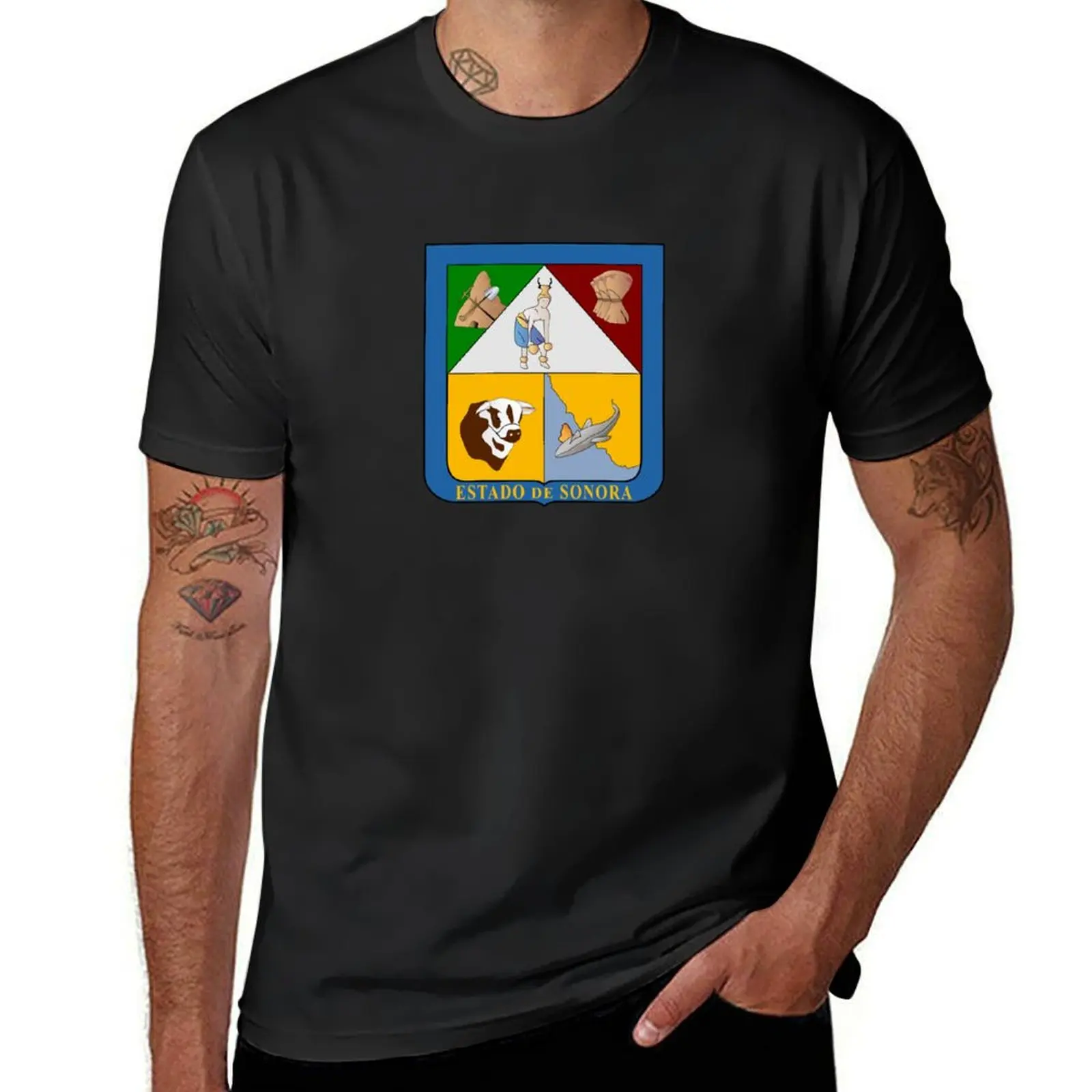 

Coat of Arms of Sonora, Mexico T-Shirt funnys sports fans plain mens graphic t-shirts big and tall