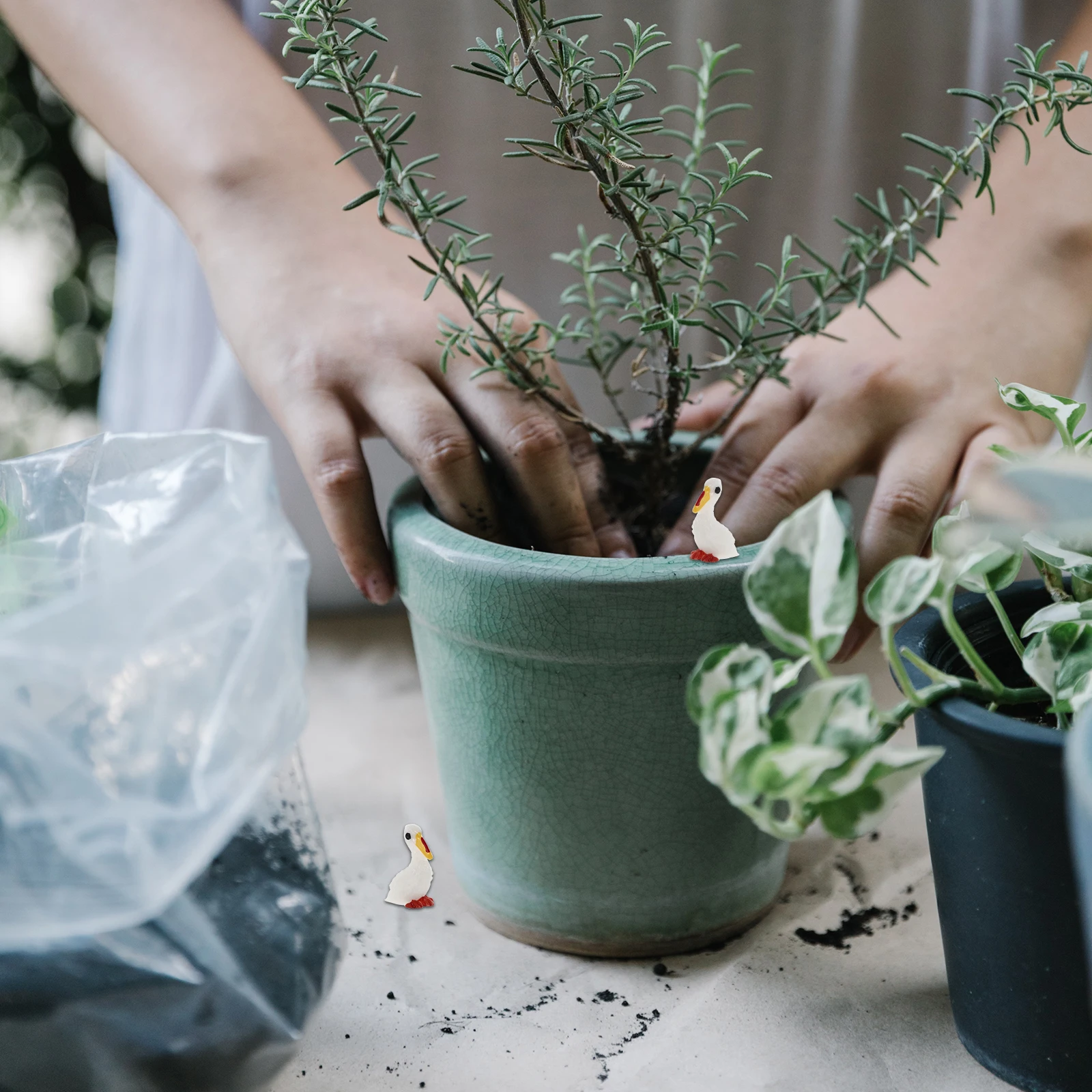 

20Pcs Long Billed Duck Resin Decor Mini Garden Ornament for Micro Landscape Decoration Small House Accessories Craft