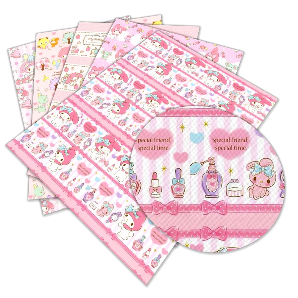 

Sanrio My Melody Cartoon Print Artificial Leather DIY Earring Hair Bow Bag Crafts Faux Leather