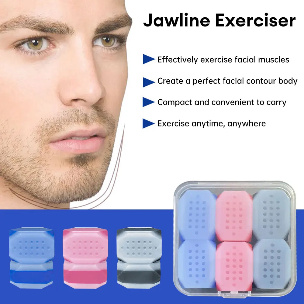 6pcs Masseter Training Ball Jawline Exerciser 40/50/60LBS Double Chin Bite Muscle Fitness Equipment Mandibular Line Trainer