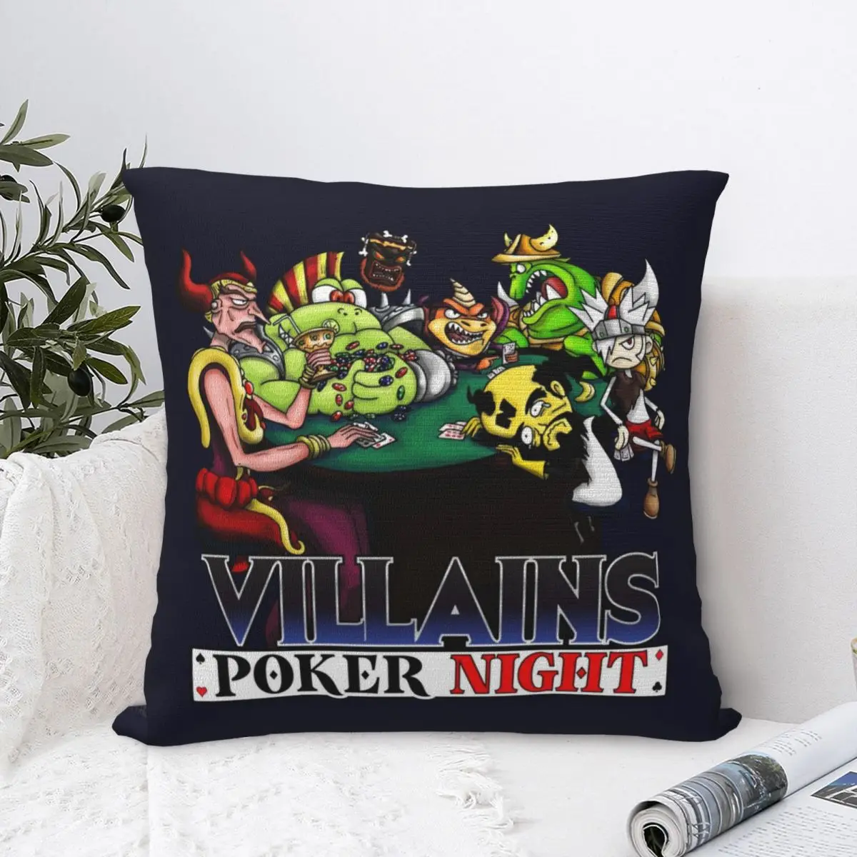 

Villains Poker Night Square Pillowcase Polyester Pillow Cover Velvet Cushion Decor Comfort Throw Pillow For Home Living Room