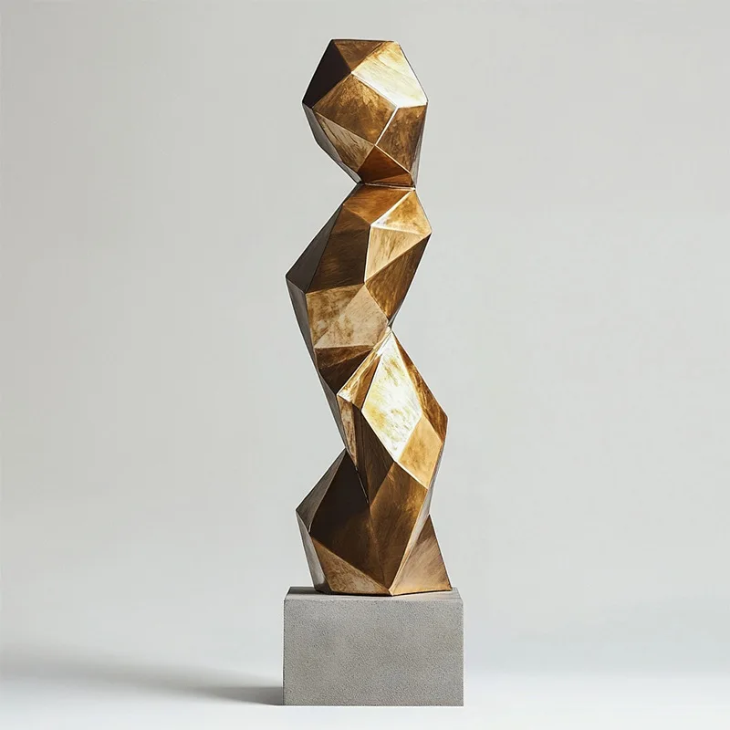Modern Geometric Resin Sculpture Light Luxury Art Ornament Home Tabletop Decor