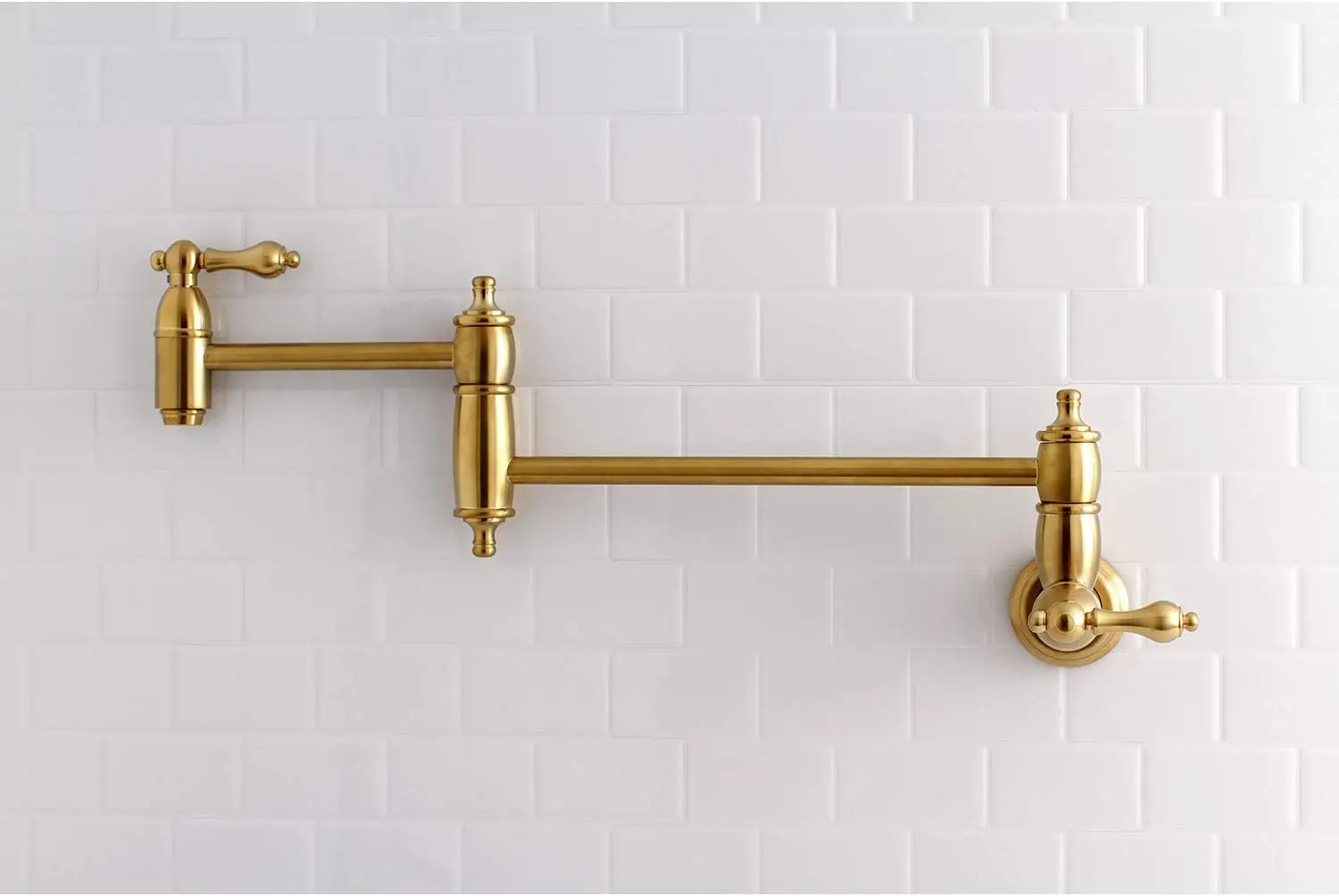 KS3107AL Wall Mount Pot Filler Kitchen Faucet, Brushed Brass 20 x 2.63 x 8