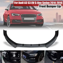 3PCS Car Front Bumper Splitter Lip Diffuser Spoiler Protector Cover Guard Deflector Lip For Audi A3 S3 8V S-line Sedan 2014-2016