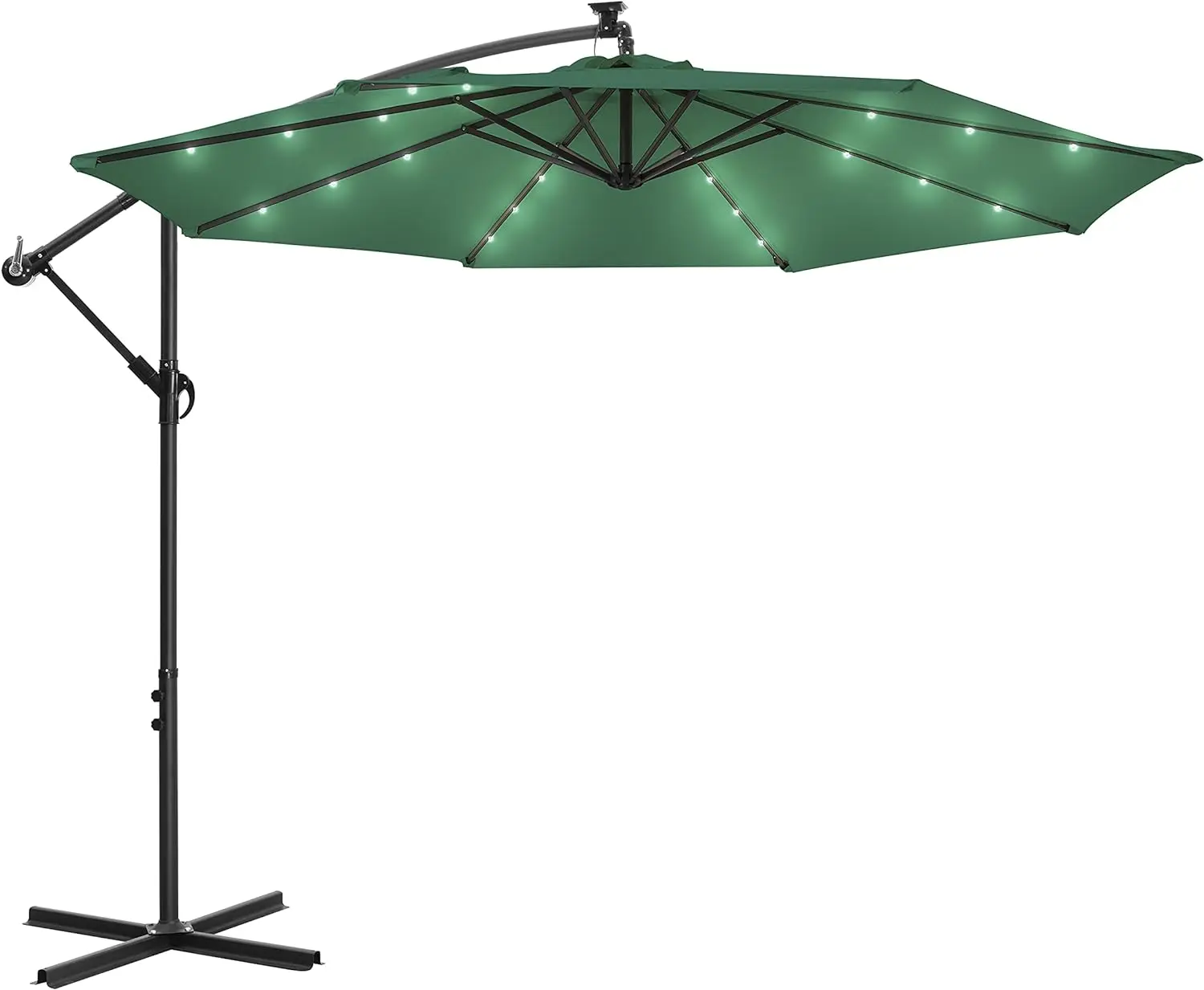 

Solar Umbrellas 10ft Offset Hanging Patio Umbrella Outdoor Market Cantilever Umbrella with 24 LED Lights / Easy Tilt Adjustment