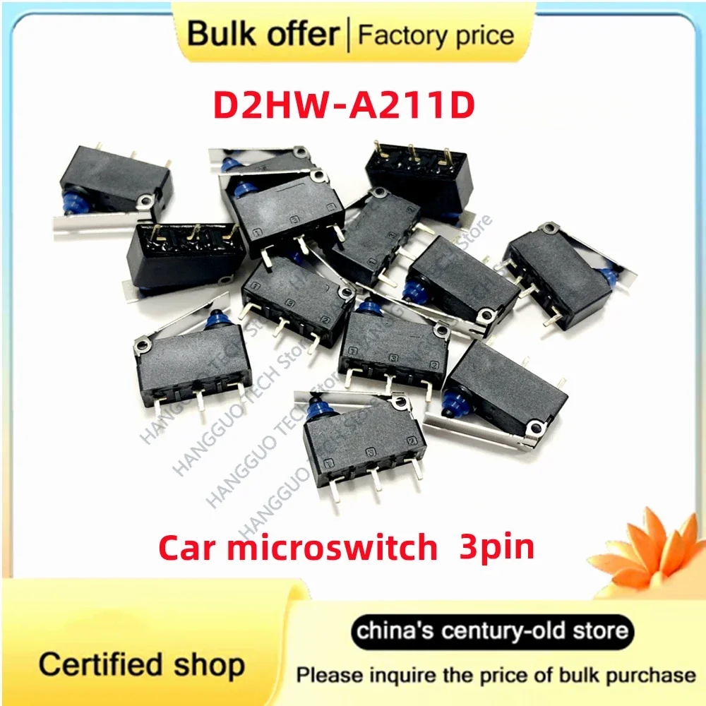 Original For OMRON D2HW-A201D 3pin waterproof and dustproof car door lock micro switch button