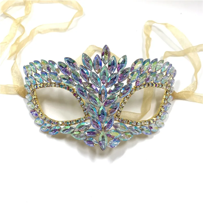 Bride Mask Water Diamond Men's Eye Mask Cover Girl Dance Role Halloween Makeup Ball Bar Stage Performance Flash Diamond Mask