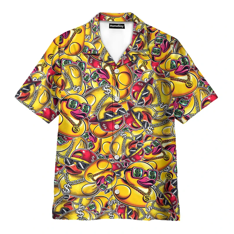 

Hawaiian Shirt 3D Print Bigfoot Flamingo Graphic Men Vintage Vacation Street Short Sleeve Shirt Men's Button Up Shirts Blouse