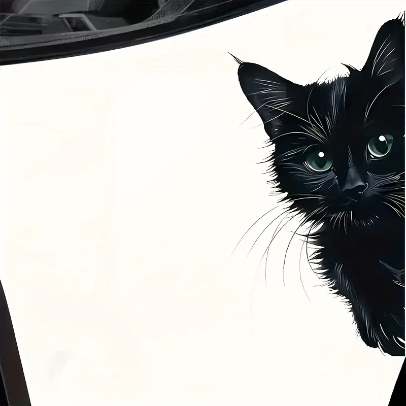 1pc Realistic Hand-Drawn Black Cat Peeking Vinyl Sticker Waterproof Decal for Car Motorcycle Laptop Window