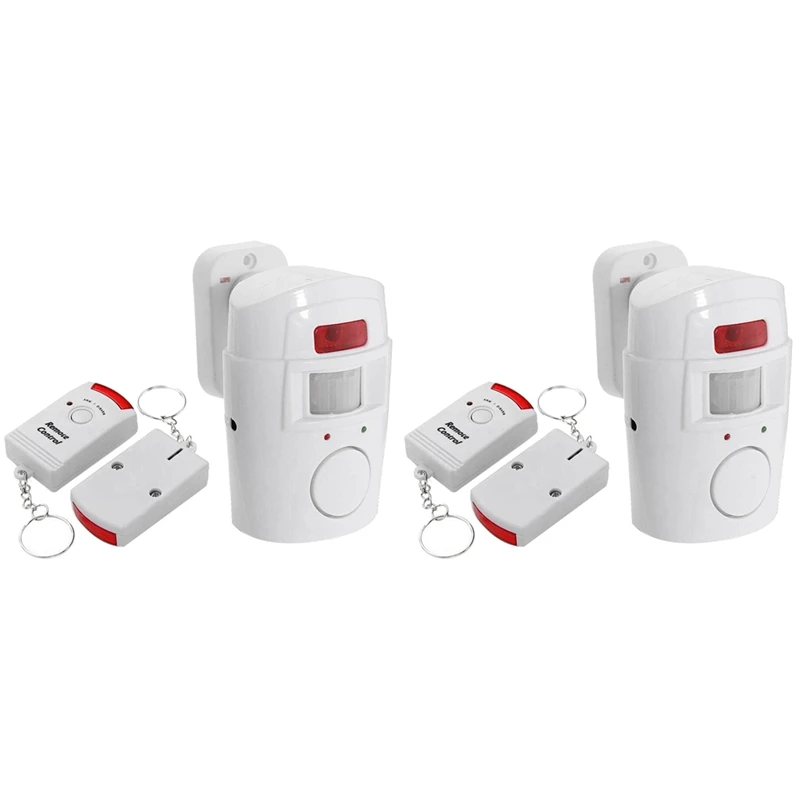 Hot 2X Infrared Motion Sensor Alarm - Burglar Alarm With 4 Remote Controls, Suitable For Home/Garages/Shops