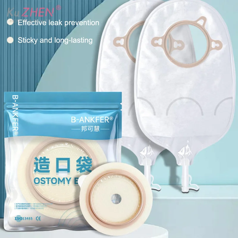 

Two Piece Non Woven Ostomy Bag With Hook And Urination Valve Disposable Colostomy Pouch Supplies Ileostomy Stoma Care