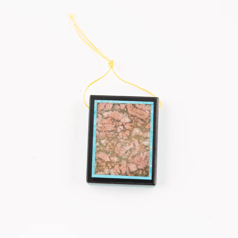 

B&F Picture Pendant for Necklace Obsidian HowliteOcean Jasper—Handmade Jewelry Charm Gift Accessories 39x30x7mm 19.8g