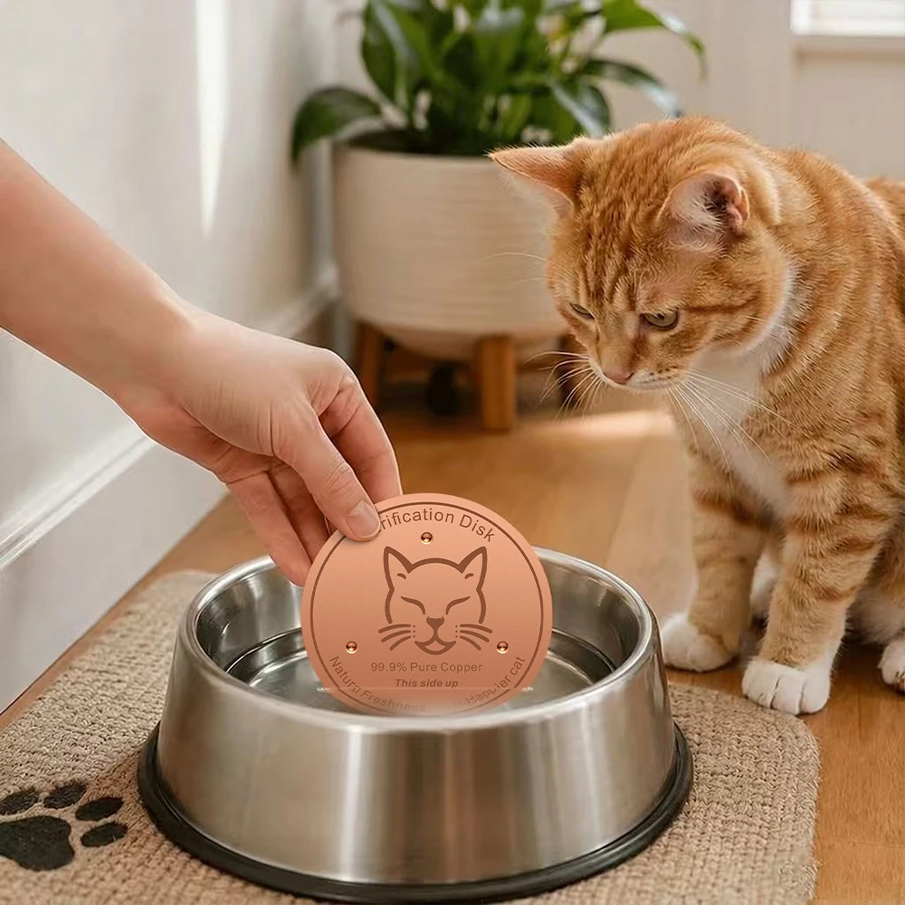 Pure Copper Pet Water Filter Disc 99.9% Purification PlatePure Copper Pet Water Purification Disk for Cats and Dogs Natural