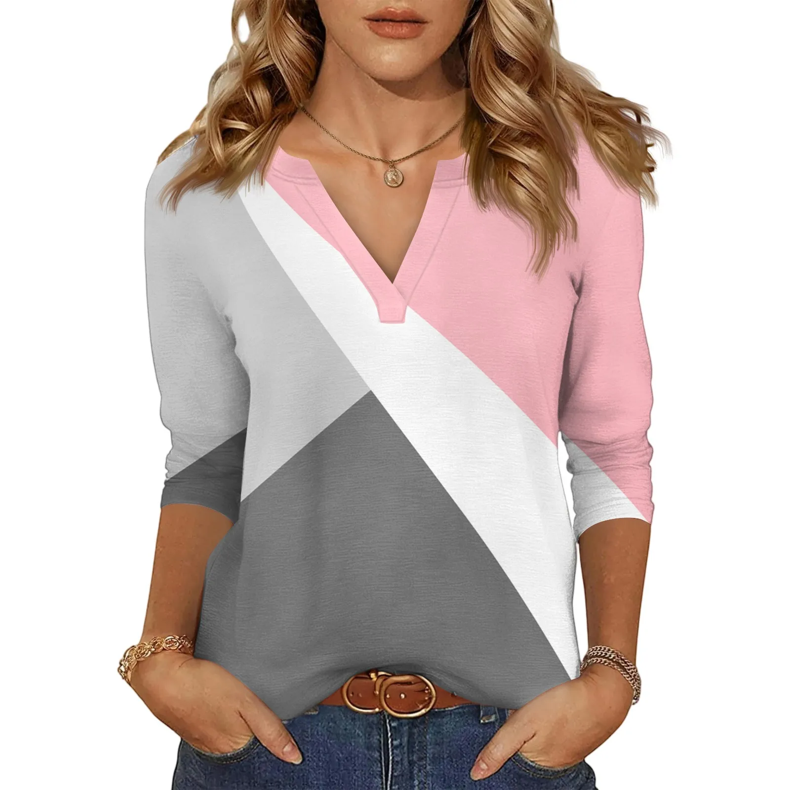 

Women's V Neck 3/4 Sleeve T Shirts Casual Basic Summer Tees Shirts Loose Fit Tunic Tops Women's Fashion Sexy Comfortable Tops