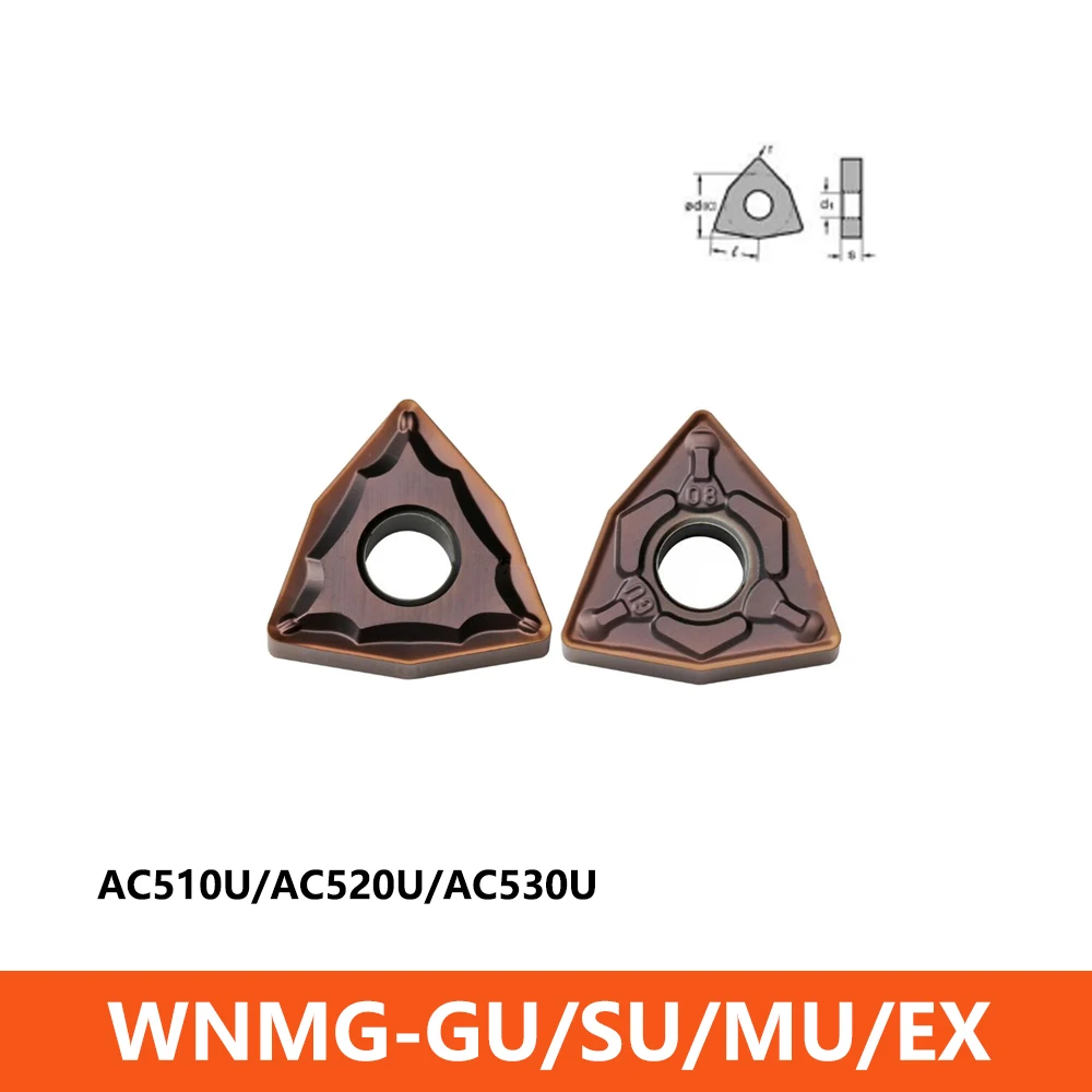 Original WNMG 080404 080408 WNMG080404 WNMG080408 N-GU-SU-MU-EX AC510U AC520U AC530U Carbide Inserts Tool CNC Lathe Holder Blade