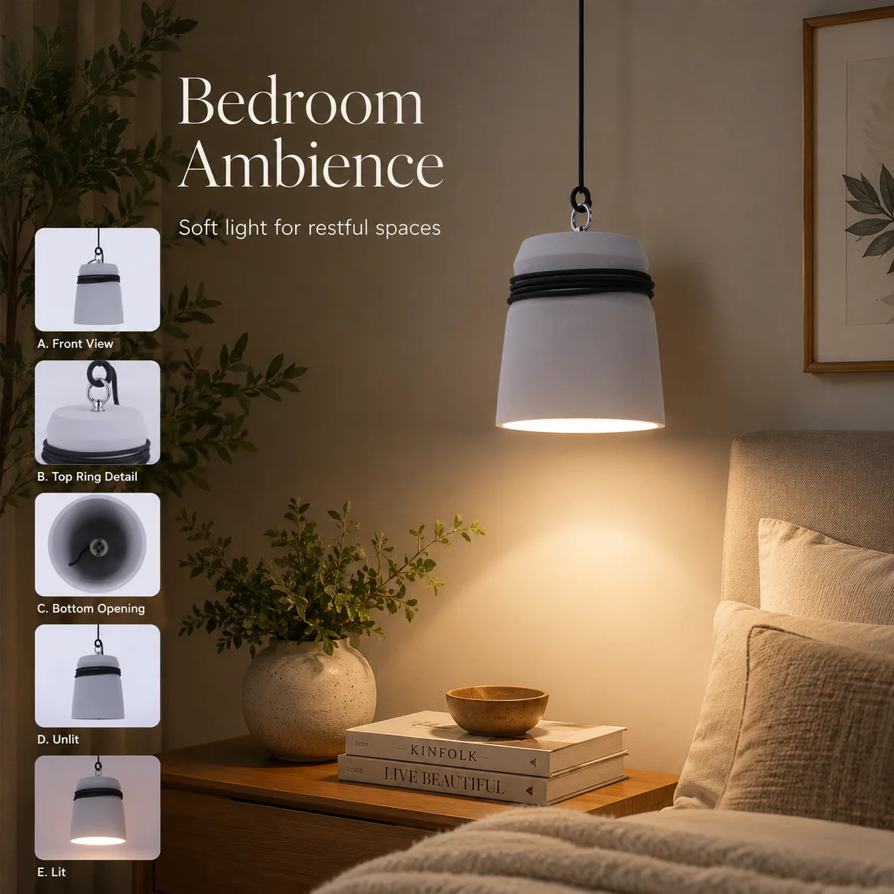 JOYINLED Minimalist Farmhouse Hanging Ceiling Lamp for Dining Room Cafe Decor Black Rope Cement chandeliers with E26 E27 Socket