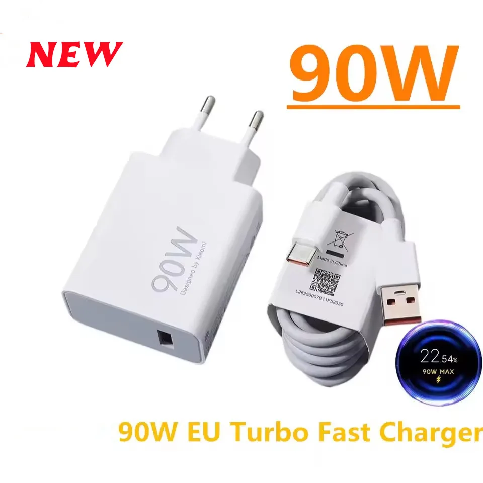 NEW 90W 6A Turbo Charger Fast Charging Adapter Quick USB Type C Charging Cable for Redmi Note 13 14 Pro Mi 15 14 Ultra