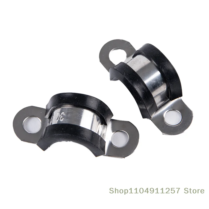 2/20 Pcs M5-20 Stainless Steel 2 Holes Rigid Pipe Strap U-Bracket Pipe Clamp For Fixing Pipe Or Cable Horseback Clamp