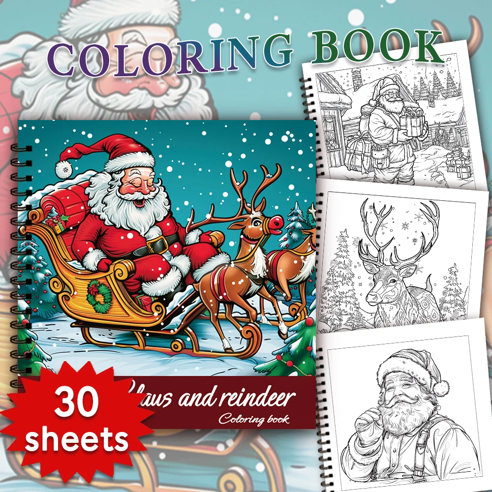 Adult coloring book - 30 Sheets  Women's spiral coloring book, 8.3x 8.3 inches, drawing book, birthday gift, holiday party gift
