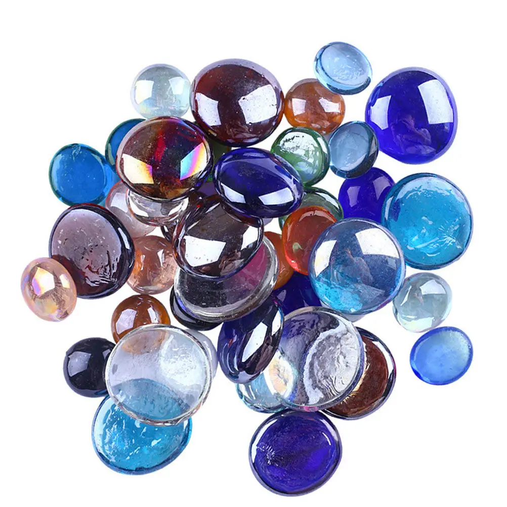 80Pcs Colorful Glass Flat Beads Stylish Crack Texture Fine Workmanship for Necklace Bracelet Anklet Curtain Lighting