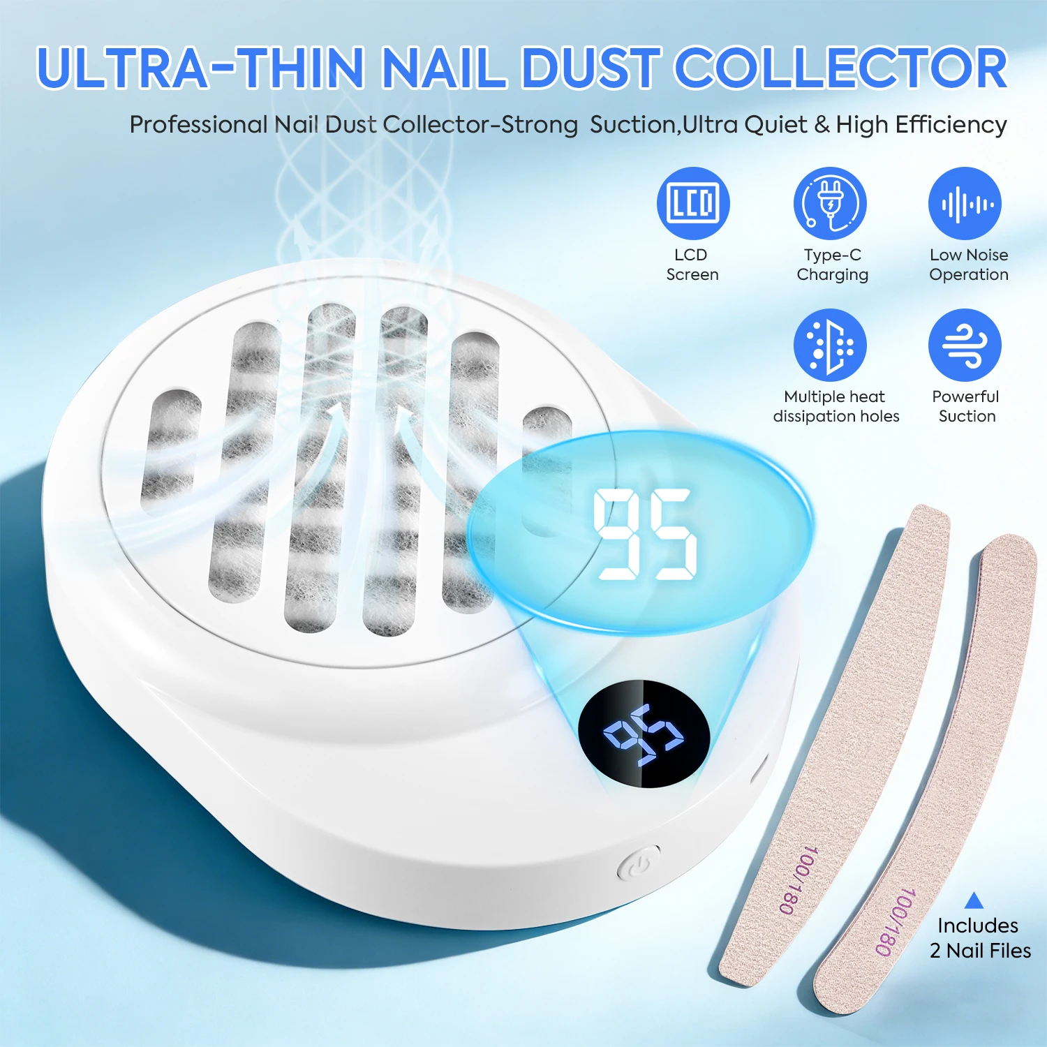 DianaBeauty Powerful Nail Vacuum Cleaner 6000RPM Nail Dust Collector with 10PCS Cotton Filter Nail Extractor Fan for Manicure