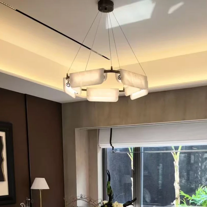 

Custom Made Marble V-shape Chandelier Pendant Light Ceiling Lamp Adjustable Hanging Chain Dimmable LED for Dining Room