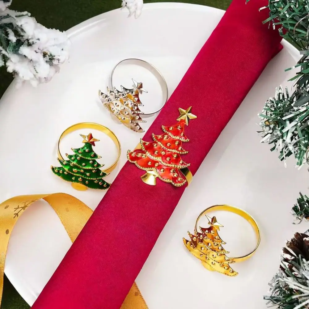 Christmas Tree Napkin Ring Metal Holder For Wedding Party Table Decoration Holiday Festive Dining Home Accessory Gift Idea