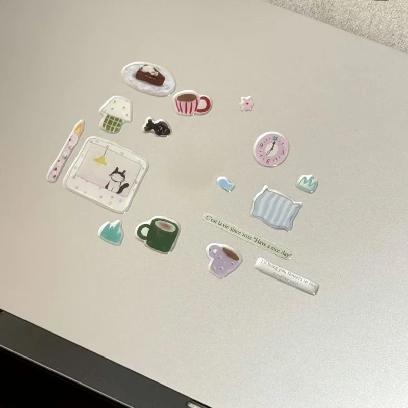 1Pc Korean INS-style Cute Cartoon Jelly Stickers Waterproof Epoxy Resin 3D Relief Decal for Girl's Computer Phone Case Water Cup
