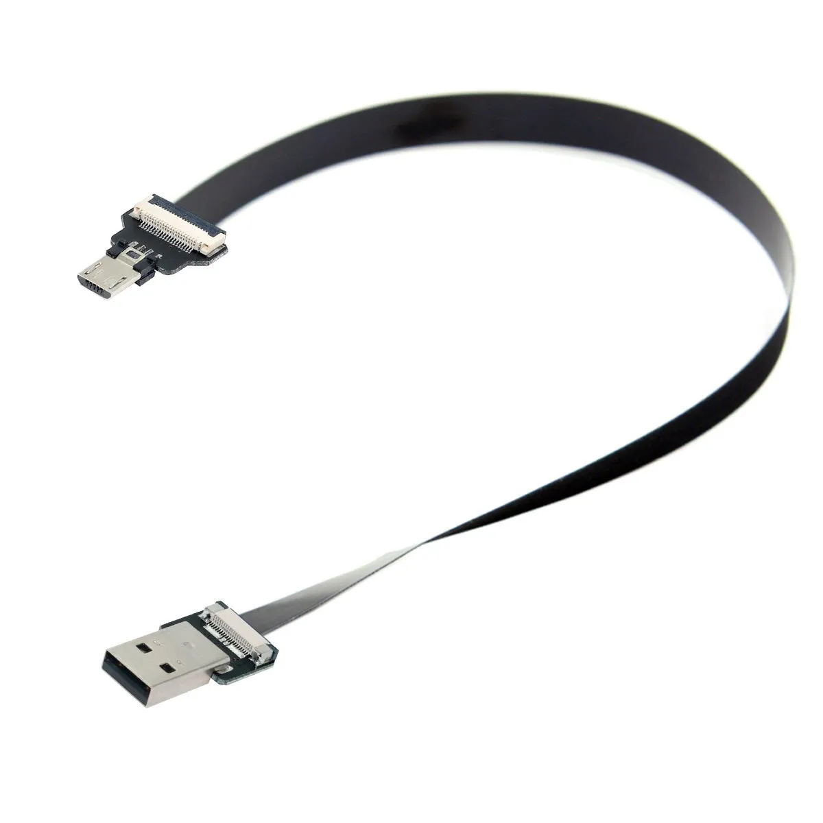 CYSM Chenyang Type-A USB 2.0 Male to Micro USB 5Pin Male Data Flat Slim FPC Cable for FPV & Disk & Phone