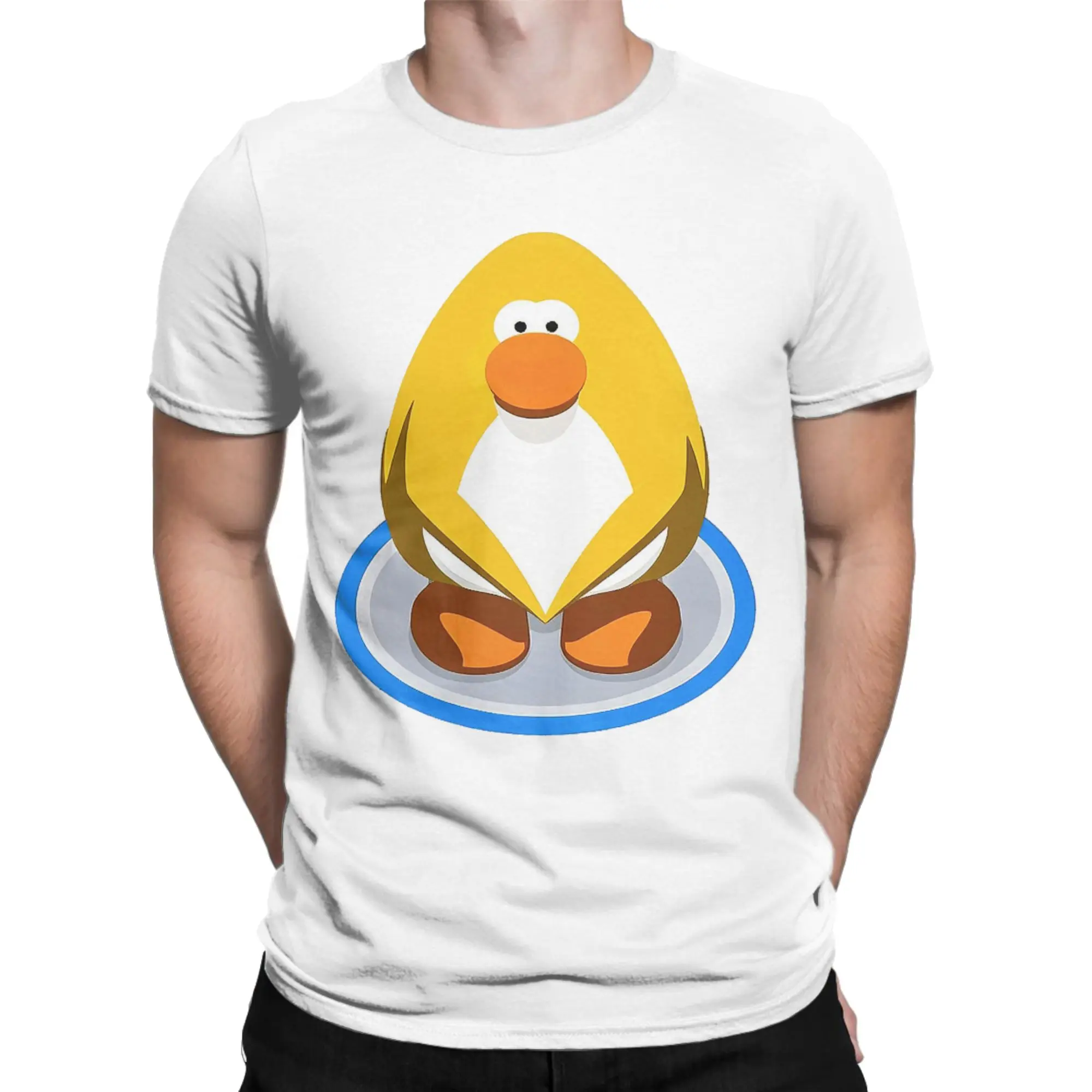 Clubs Penguins Penguin Retro Video Game Cartoon Men's T Shirt Tees Short Sleeve Round Neck T-Shirts Cotton New Arrival Clothing