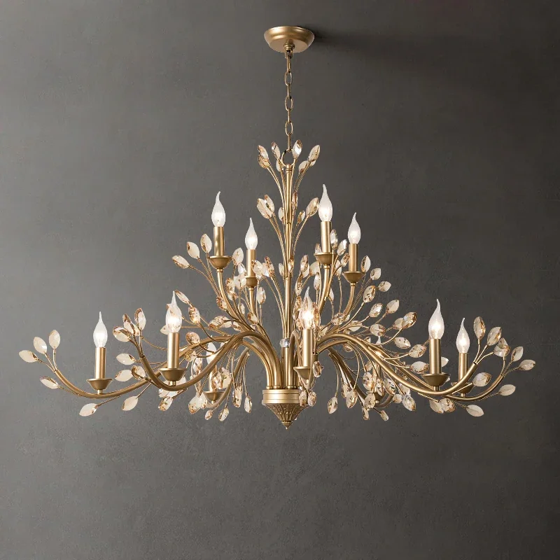 American Crystal Ceiling Chandeliers ModernLED French Branch Pendant Lamps Living Room Dining Room Hanging Light Lustre Fixtures