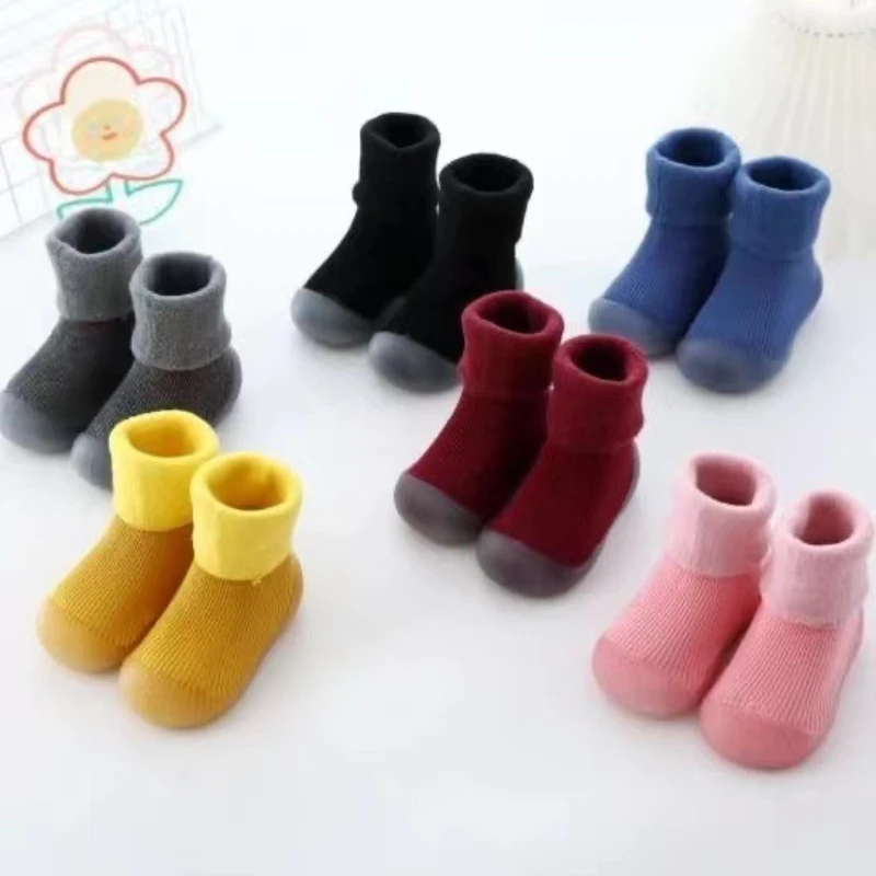 Autumn and Winter Baby Floor Socks, Non slip Soft Sole Cartoon Baby Socks, Plush Thickened, Anti cool Walking Socks and Shoes