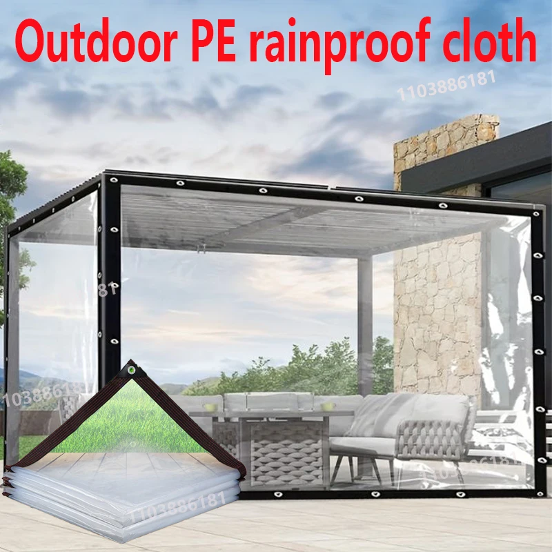 Transparent Outdoor Tarpaulin 0.18mm PE Rainproof Garden Plant Cover Gazebo Pergola Canopy Dog Pet Window Windproof Awning