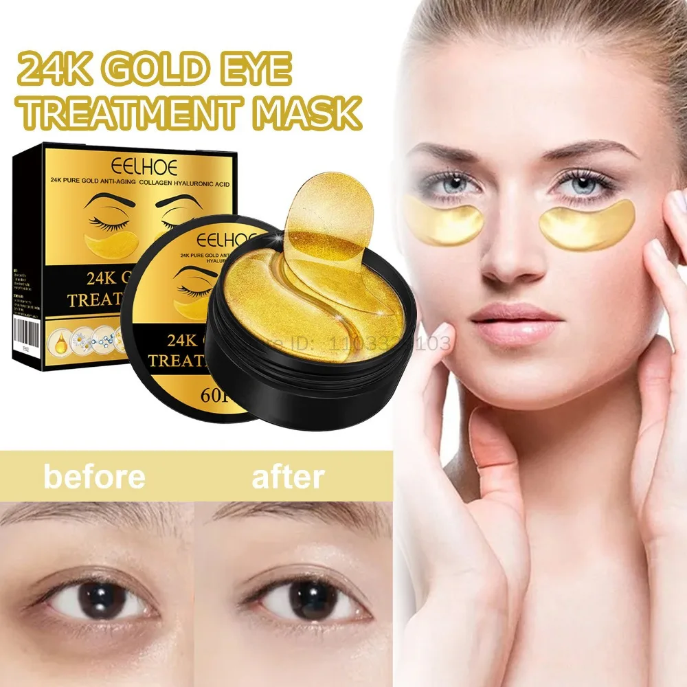 Gold Eye Mask Improve Eye Lines Moisturizing Firming 60pcs Eye Patches Hydration Anti Dark Circles Eye Care Product Makeup