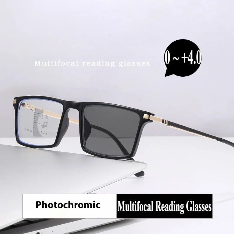 Gafas fotocromáticas para presbicia para hombres y mujeres, gafas de lectura multifocales progresivas de alta definición + 1,5 + 2,5