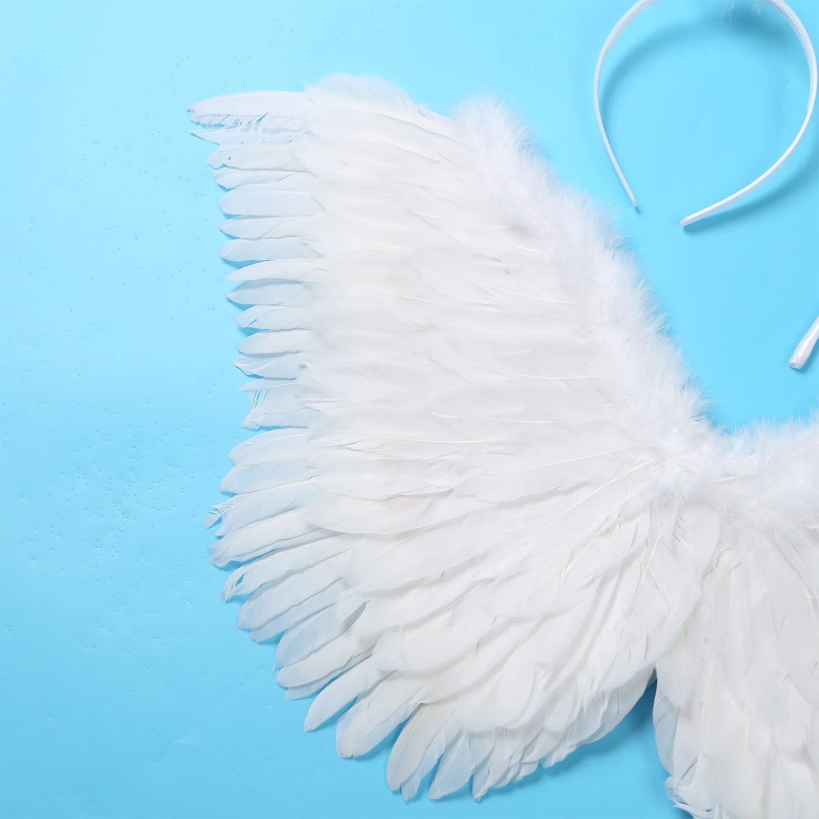 Ala de plumas de golondrina, ala de Ángel con palo de hada, Aro para el pelo para adultos y niños, disfraces de Halloween, accesorios de Cosplay, ala de hazaña blanca