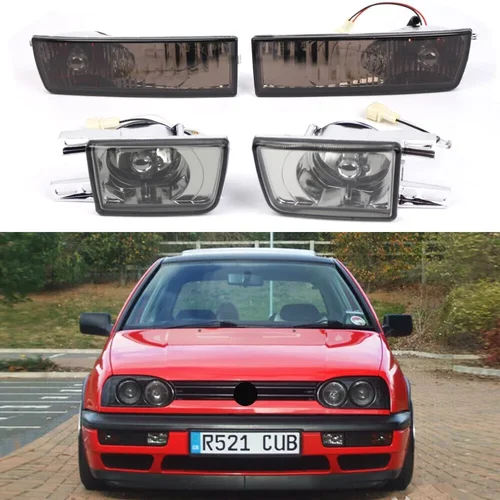 Juego de 4 Uds de luz antiniebla del parachoques delantero ahumado para coche + lámpara de señal de giro para VW Jetta MK3 Golf 1992 1993 1994 1995 1996 1997