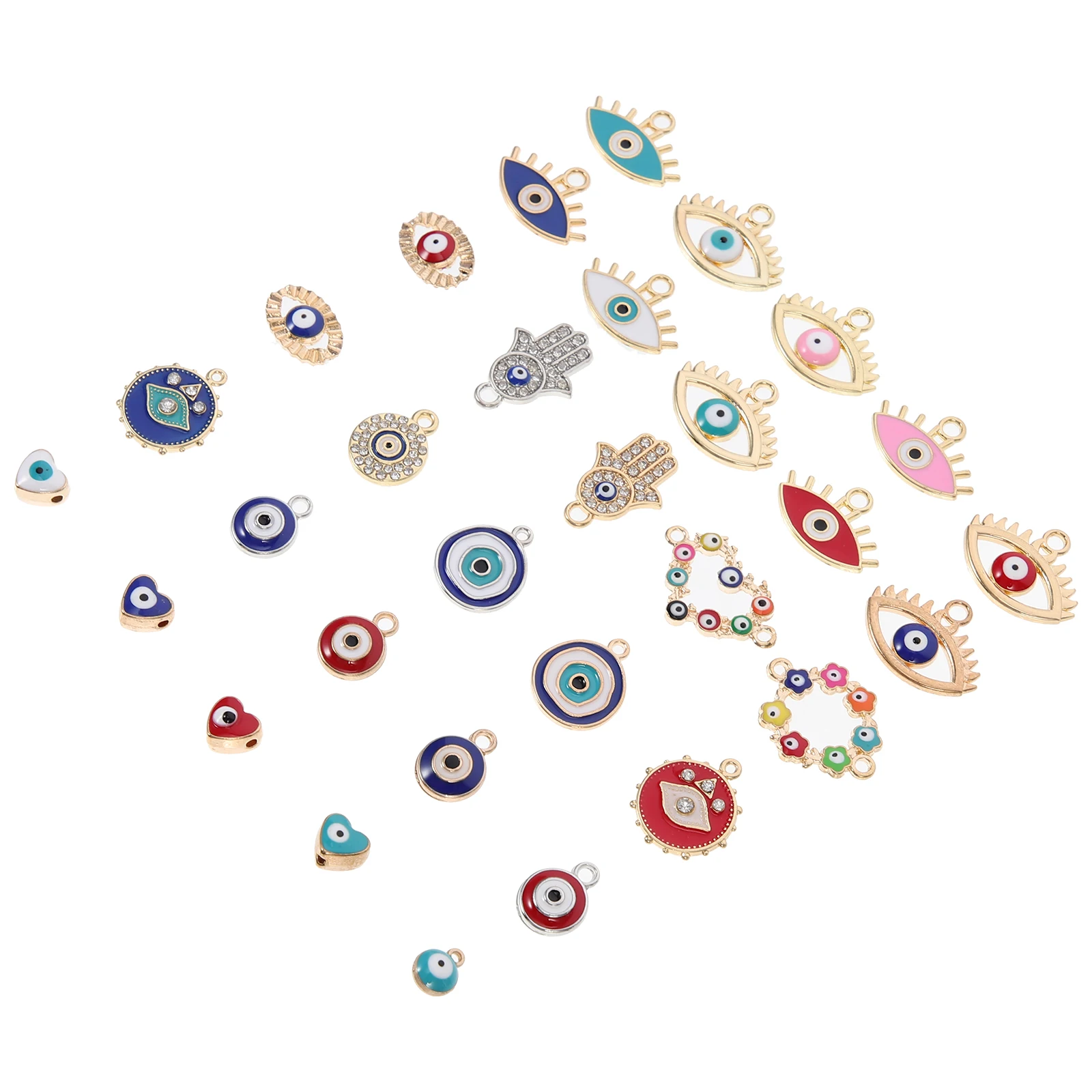 

30pcs Jewelry Pendant Charm Colorful DIY Evil Eye Shaped Earring Keychain Making Crafts Accessories Pendant Beads