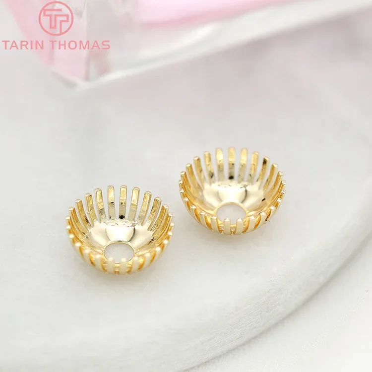 (3138)10PCS 15MM 24K Gold Color Plated Brass Flower Beads Caps High Quality Diy Jewelry Findings Earrings Accessories