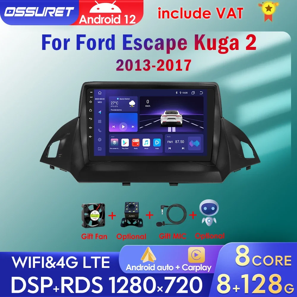 Android Car Radio For Ford Escape Kuga 2 2013-2017 Multimedia Video Player Navigation stereo GPS Carplay Octa Core 7862