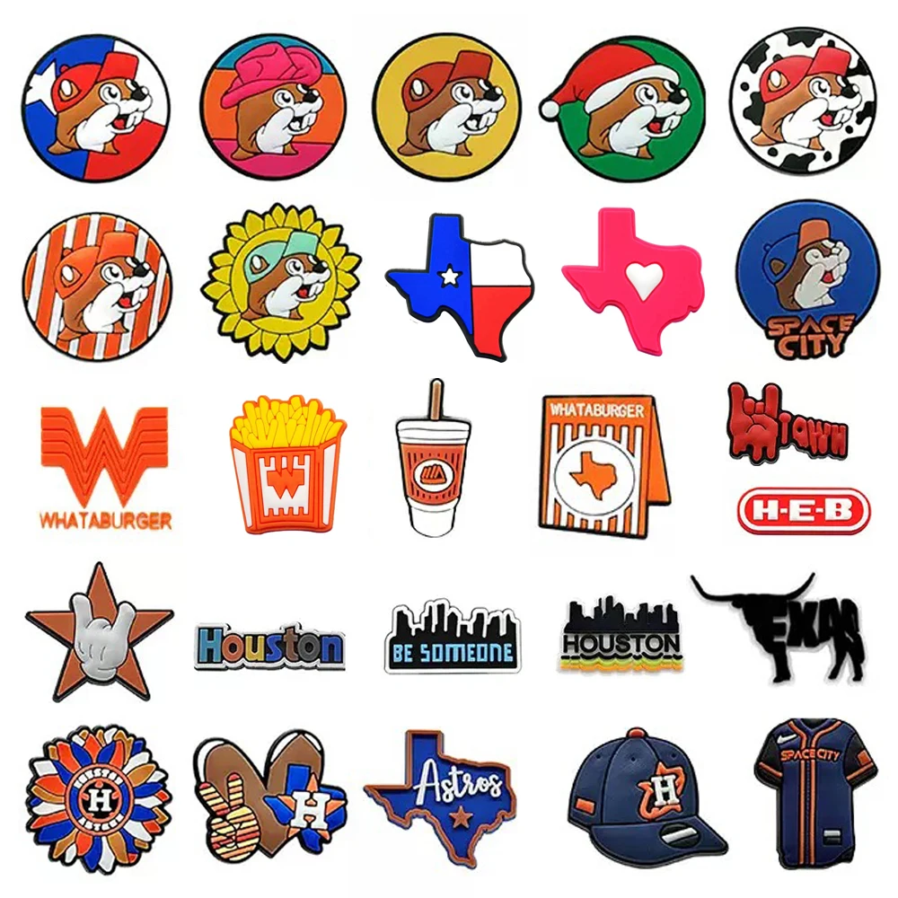 

26 шт. Декоративные шармы для обуви в виде картофеля фри (Техас), аксессуары для Crocs, сабо, сандалий, садовой обуви, украшения-пряжки, унисекс, подарки для детских праздников