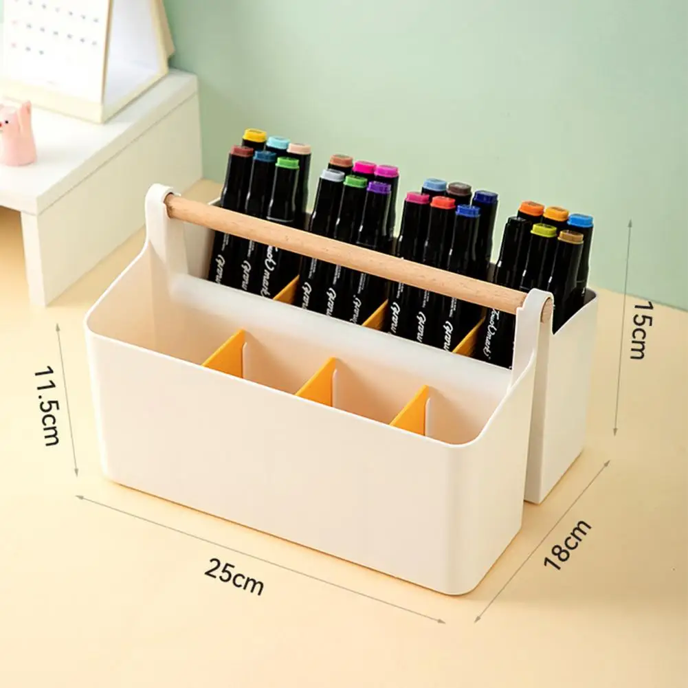 Pen Organizer Holder Desktop Stationery Organizer with Large Capacity Compartments Handle for Home Children's Watercolor Pen