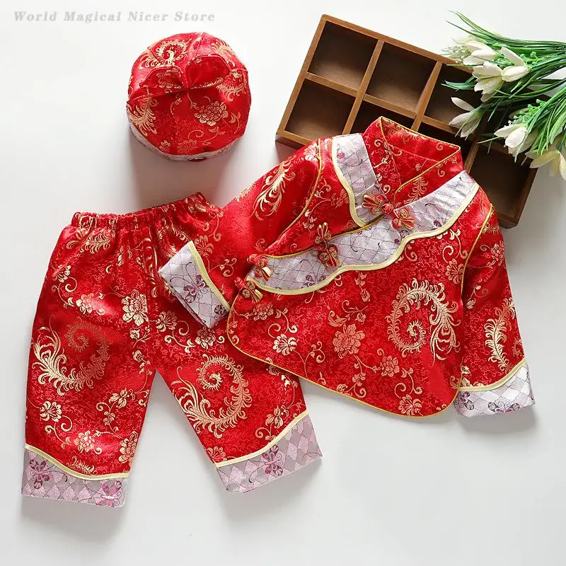 

Годовой костюм в китайском стиле, детский костюм Тан, новогодний комплект из 3 предметов для детей, подарок на день рождения для девочек, одежда для фотосъемки Hanfu