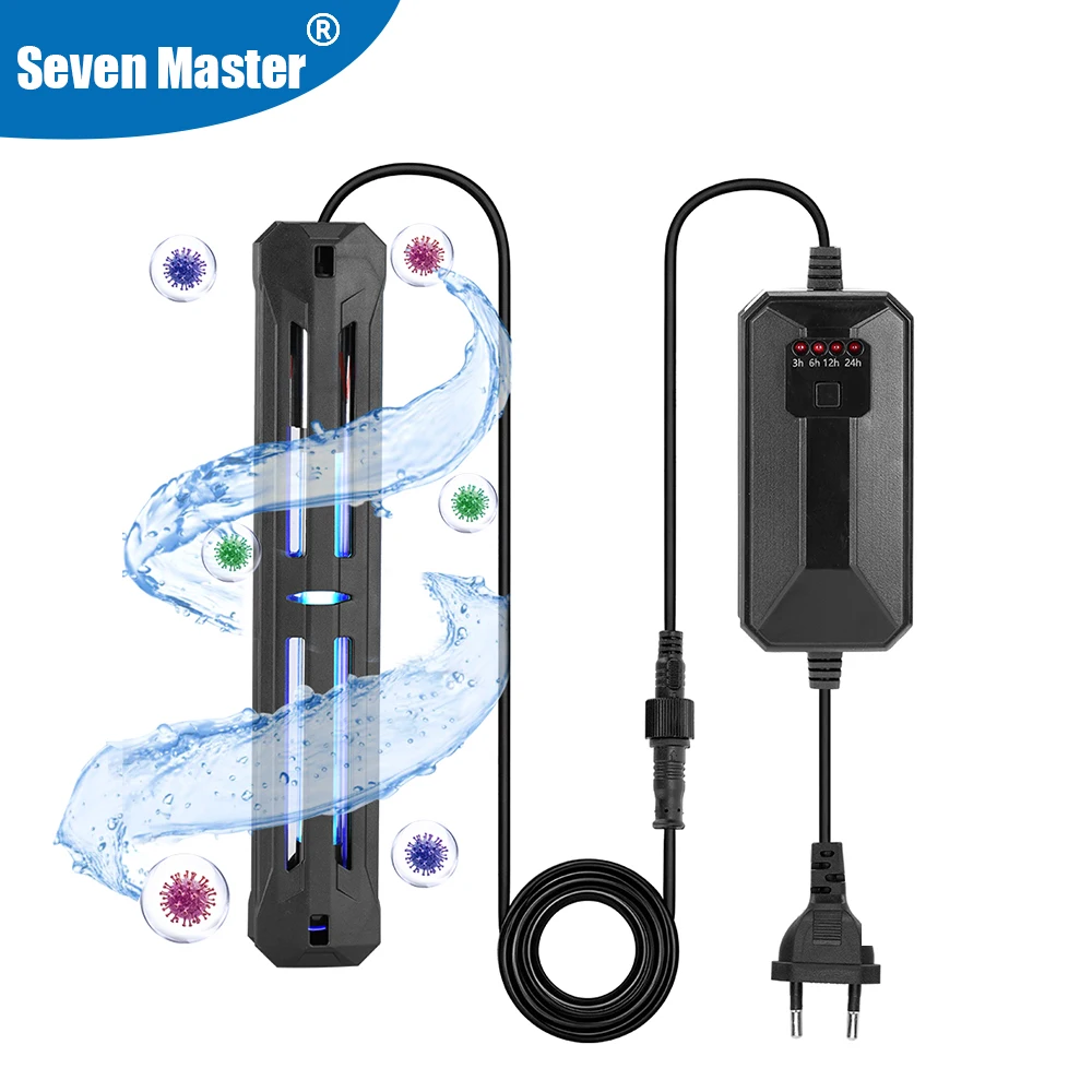 Aquarium UV-Sterilisatorlampe Fischbecken Wasserdichte Tauchbare UV-Leuchte mit Timer Schutzabdeckung Wasserklärer Algenkontrolle