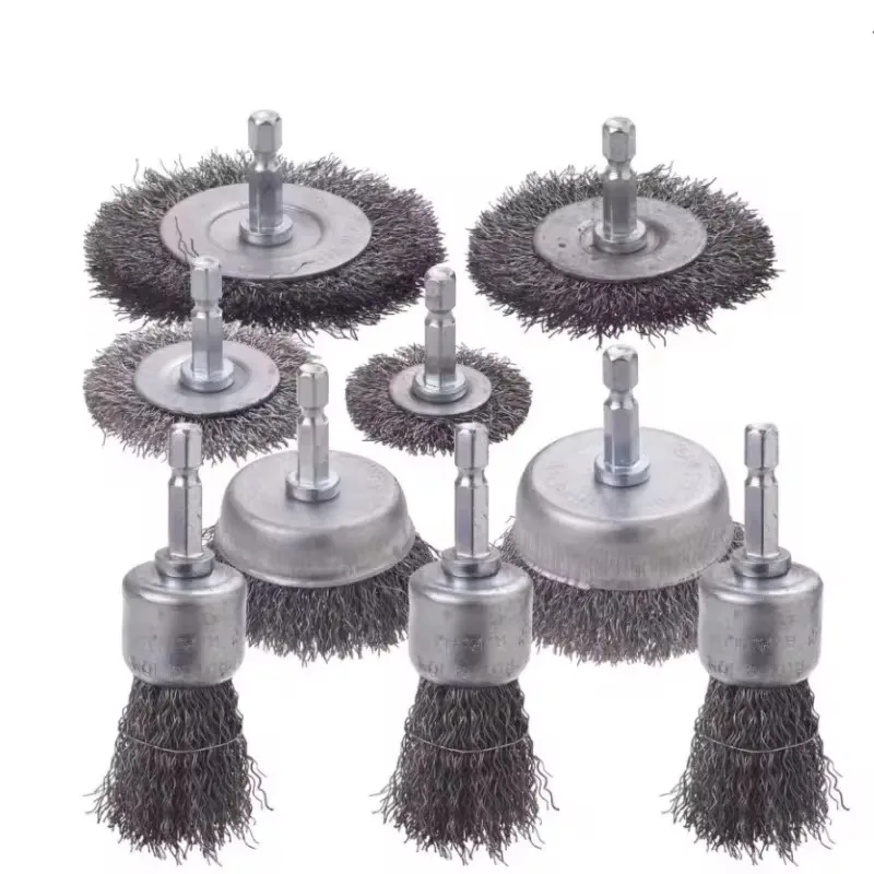 Wire Brush Wheel Cup Brush Set,Wire Brush for Drill 1/4 Inch Hex Shank Inch Coarse Carbon Steel Crimped Wire Wheel