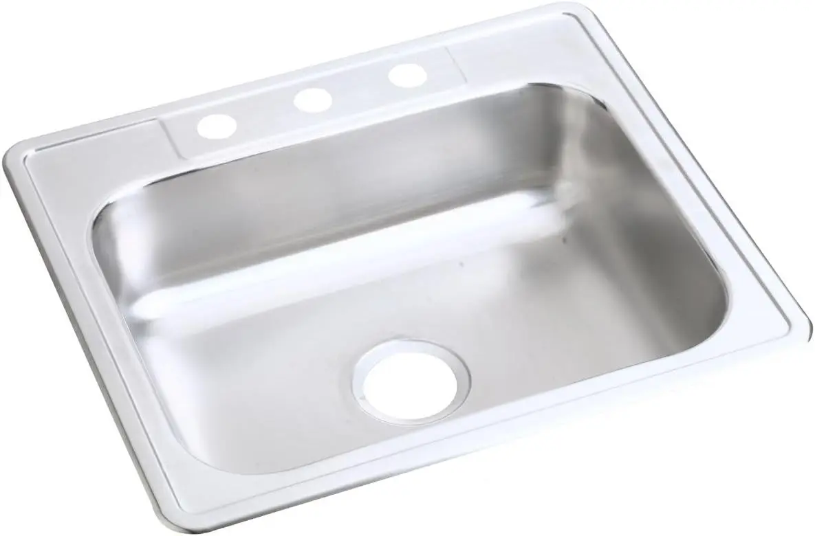 Dayton D125223 Single Bowl Drop-in Stainless Steel Sink, Satin, 25 x 22