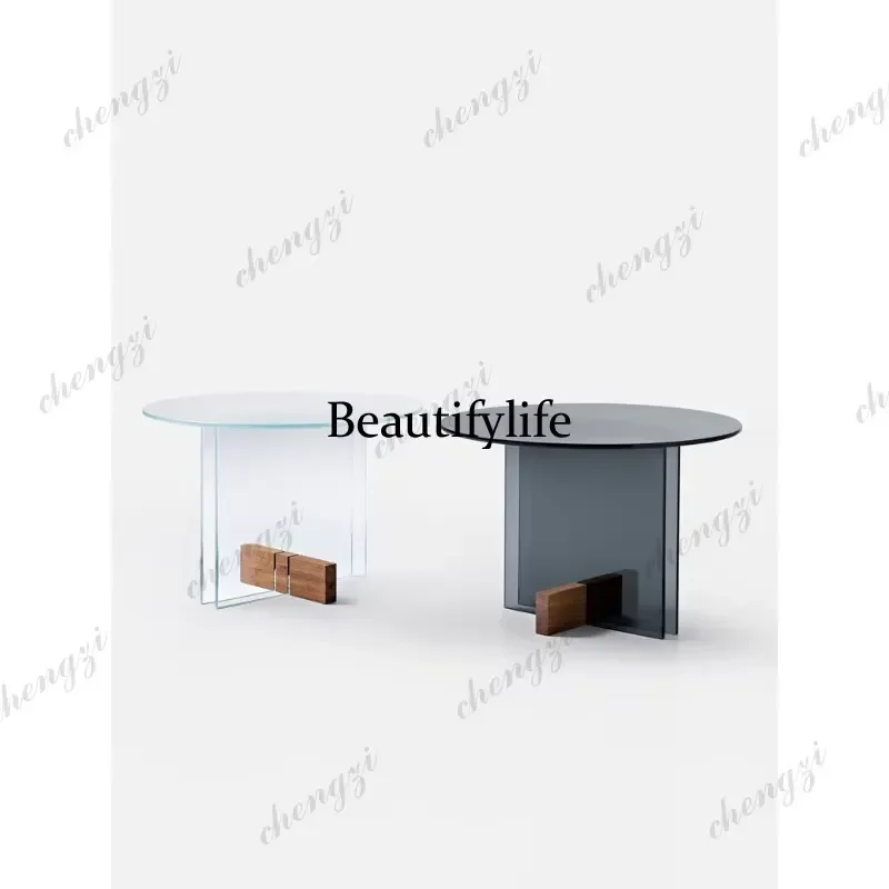 Modern Simple Glass Coffee Table for Living Room Designer High Grade Tempered Glass Edge Table