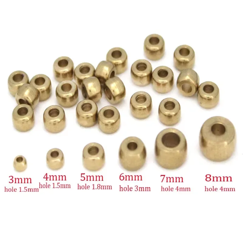 50pcs 3/4/5/6/8mm Brass Round Spacer Beads Loose Charm Bead Big Hole Metal for DIY Bracelets Necklace Jewelry Making Accessories